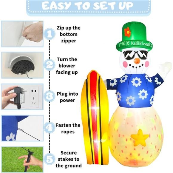 Snowman Inflatable Christmas 8ft Frosty Blow Up Snowman Inflatables Outdoor - Picture 6 of 6